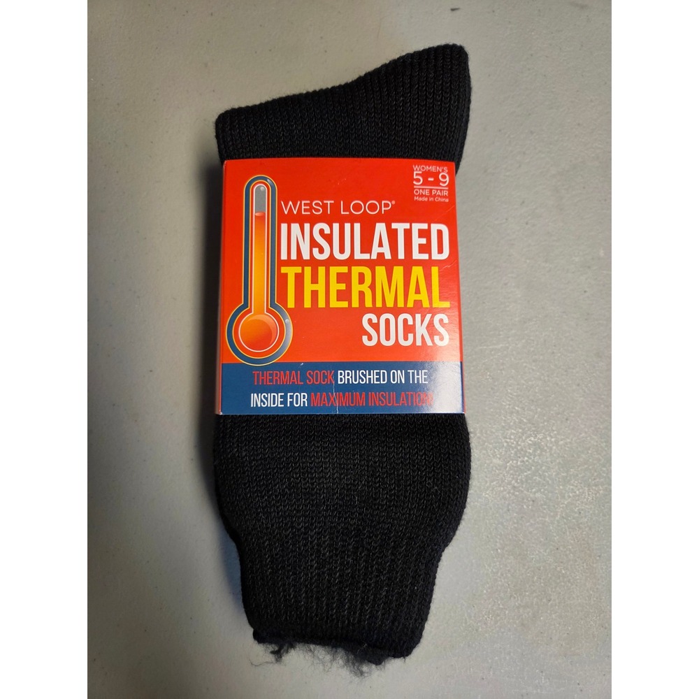 West Loop Womens Insulated Thermal Socks Black Brushed Inside Size 5-9 NEW